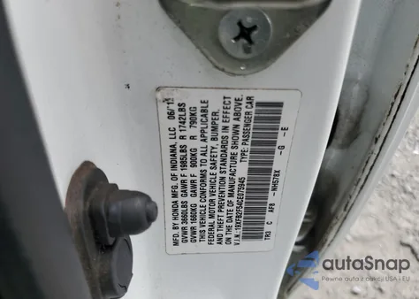 2012 Honda Civic Lx из США, поврежденный, VIN 19XFB2F54CE075945